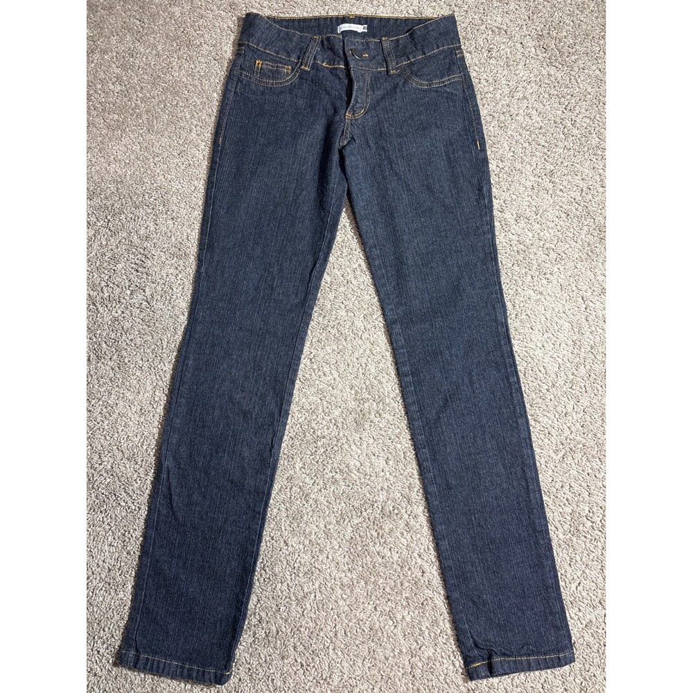 Y2K xoie Dark Wash Straight Leg Jeans Rhinestone Pockets Indigo Denim Size BR 40